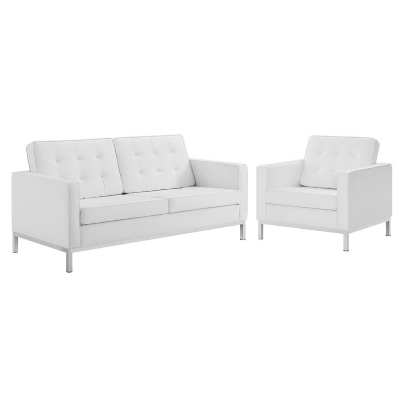 Ensemble de causeuse et fauteuil Clinger, Blanc