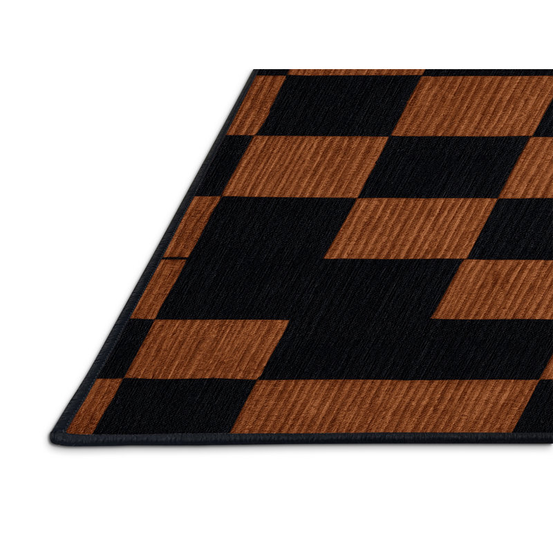 Tapis gris à carreaux lavable à la machine, Carré 3 pi