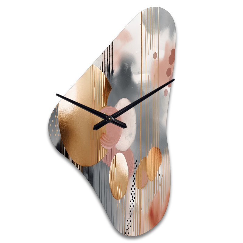 Horloge murale rose en forme de B - formes douces et lignes en marbre I - forme unique, Moyenne
