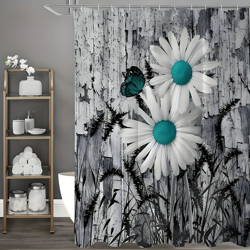 Rideau de douche floral avec crochets inclus, H 72 po x l 72 po