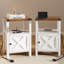 Tables de chevet modernes de style champêtre avec station de recharge, ports USB, armoire de rangement et étagère ouverte
