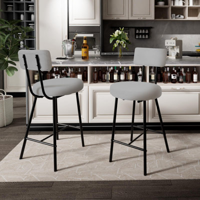 Hauteur tabourets de bar, chaise de bar rembourrée à hauteur de comptoir avec siège rond, tabourets de bar modernes avec dossier et repose-pieds en métal pour la cuisine, le bistro, le pub et l'îlot de salle à manger