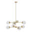Lustre en métal 8 lumières avec ampoules sphériques dorées / transparentes Voir ci-dessous