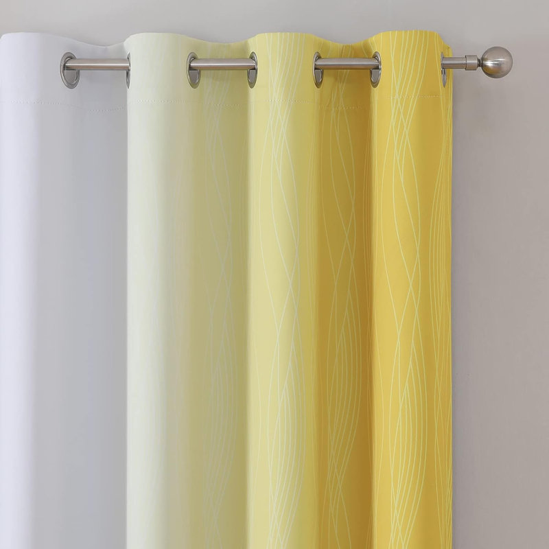 Blackout Curtain Pair, Yellow/Greyish White