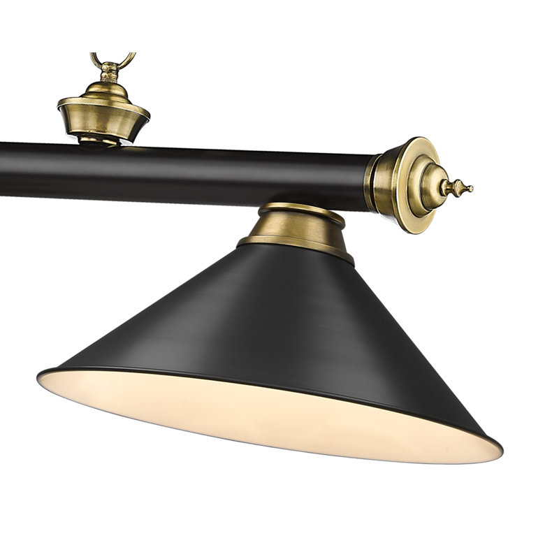 Luminaire suspendu linéaire 3 lumières Annaleisa, Noir mat / laiton frotté, Noir mat