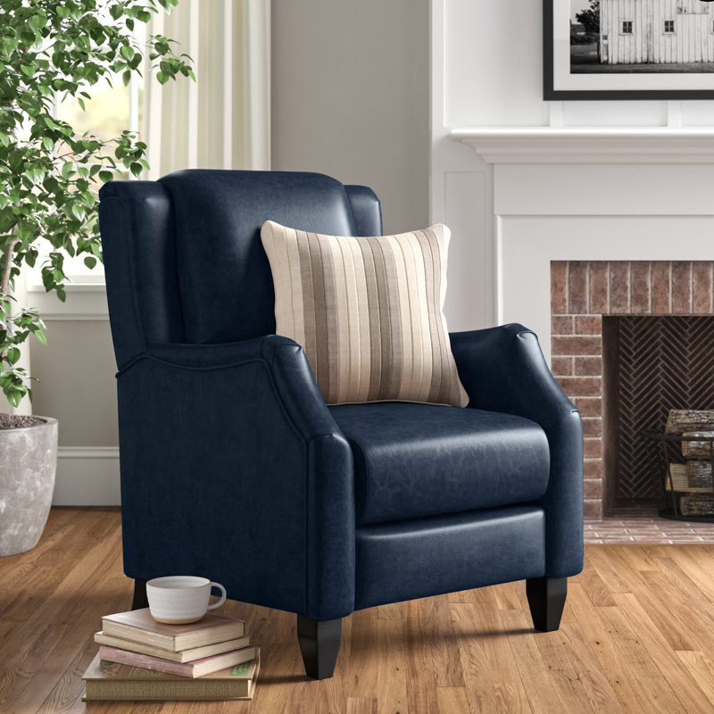 Fauteuil inclinable manuel en similicuir de 30 po Brighi, Similicuir bleu marine