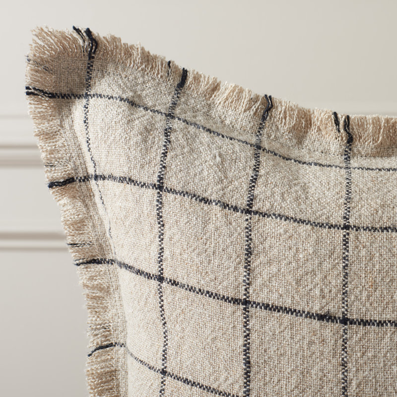 Jenille 20x20 Natural Black Woven Throw Pillow