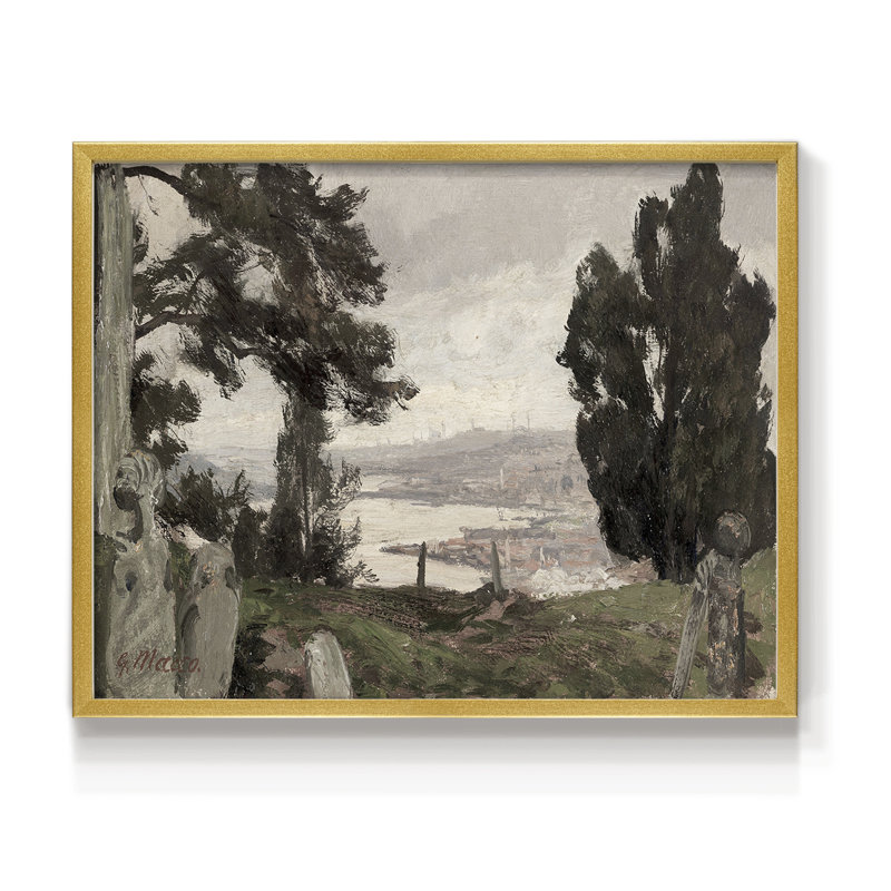 Paysages rétro-CDLxxxi - reproduction encadrée - réaménageable, H 16 po x l 20 po, Doré