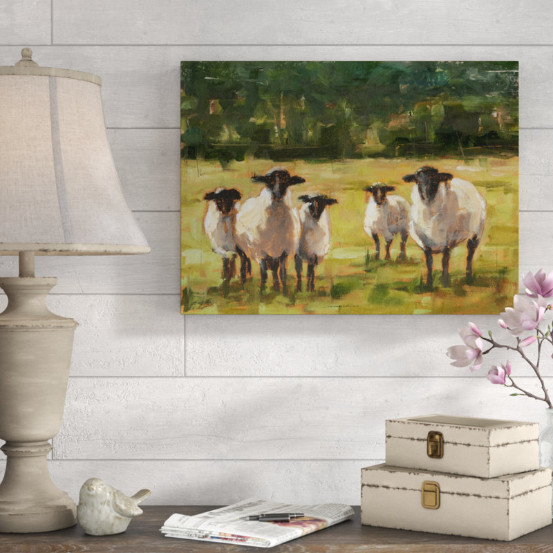 « brebis family i », peinture sur toile tendue, H 18 po x l 24 po x P 2 po
