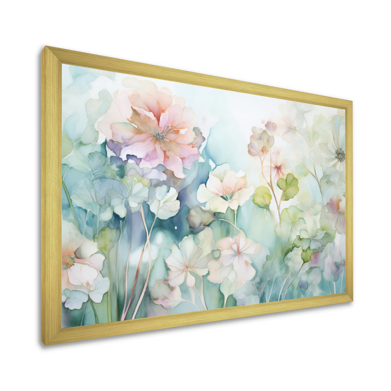 «Blue Enchanted Gardens III - Abstract Botanicals», reproduction d'art sur toile, L 20 po x H 12 po, Gold Picture Framed
