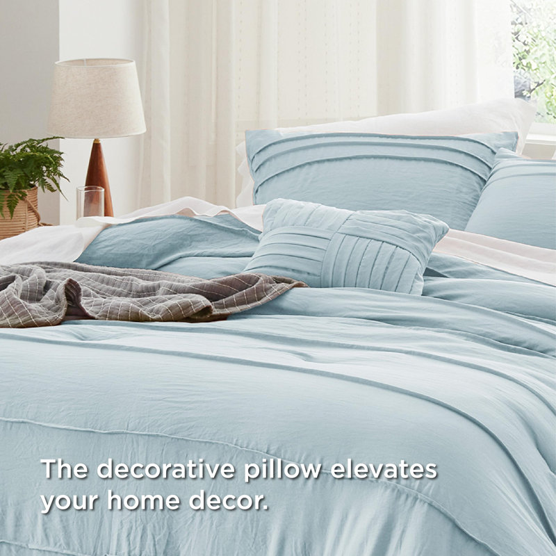 Bedsure Pinch Pleat Comforter Set Boho Bed-in-A-Bag Bedding Set with  Pillowcases for All Season, Sky Blue