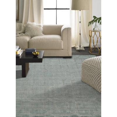 Tapis décoratif gris tissé à la main à motif géométrique