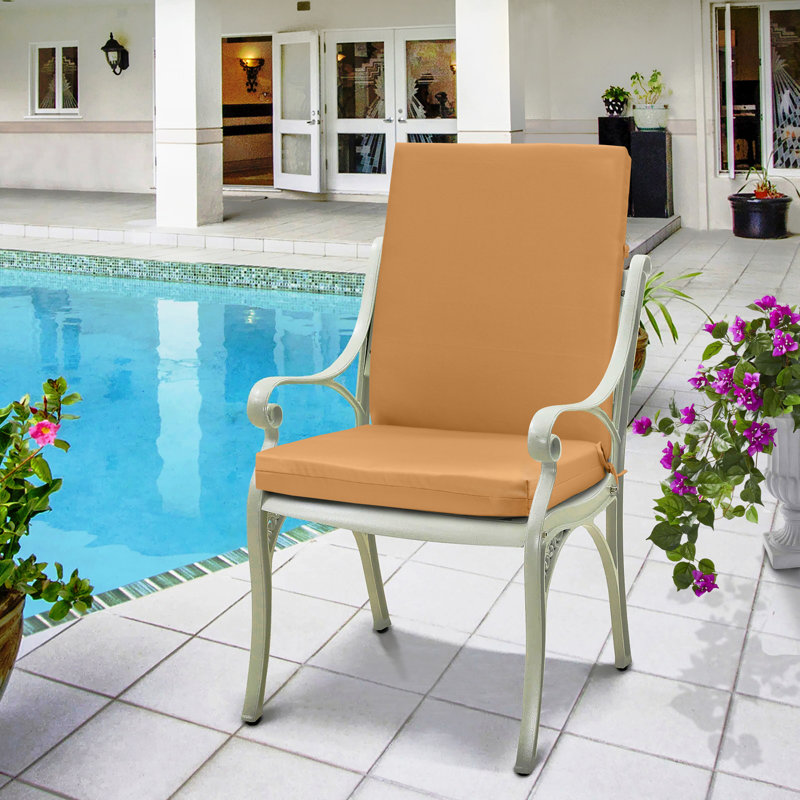 Outdoor Solid Olefin Textured High Back Cushion 20 x 45, Yellow