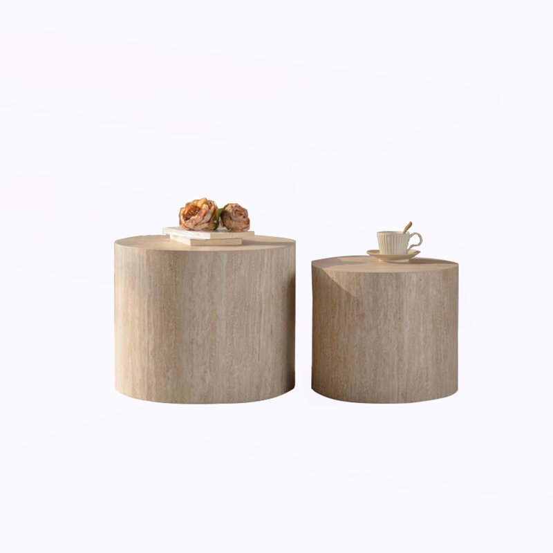 Ensemble de 2 tables basses rondes en bois Nesting, Ambre