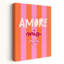 Amore Mio Pink Stripes Playful Romantic Vibrant Wall Art Print by Dominique Vari - Wrapped Canvas Print-1782636340