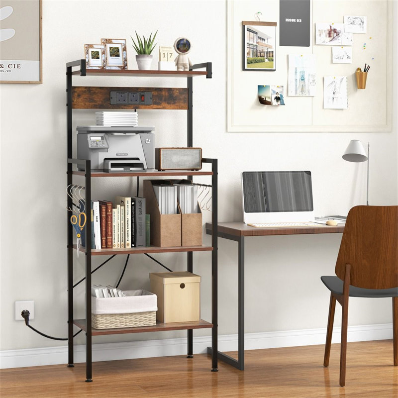 4-Tier Kitchen Bakers Rack with Power Outlet