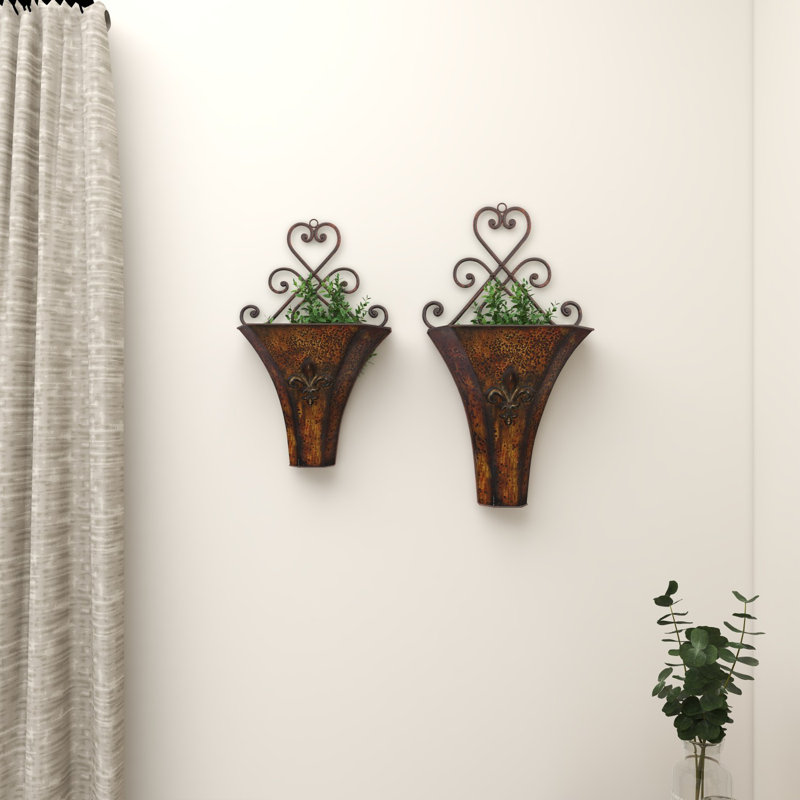 Ensemble de pots à fleurs muraux en fer 2 pièces Alline