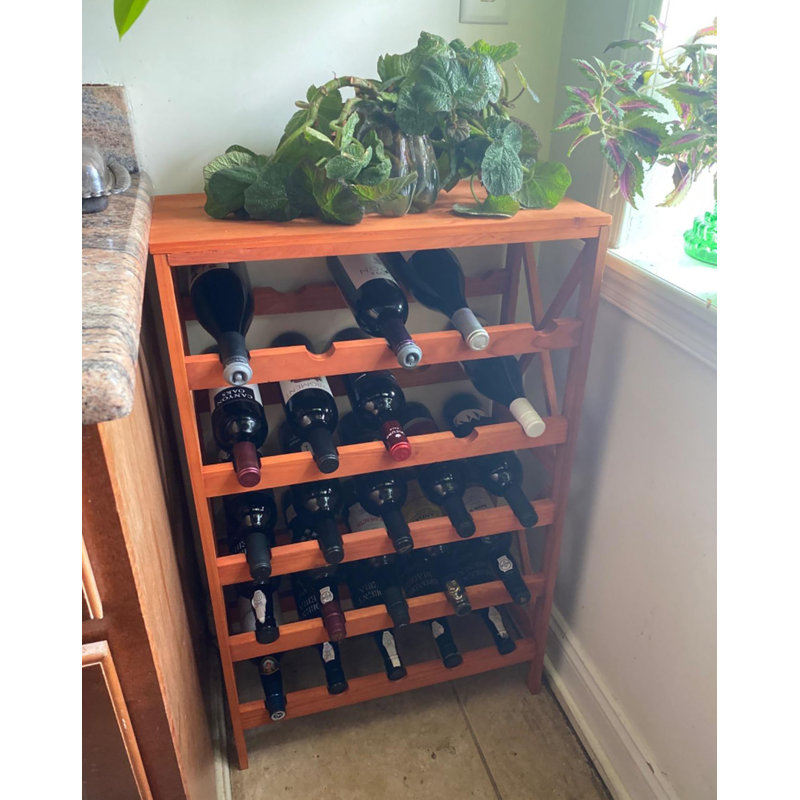 25 Bottle Floor Wine Rack - Freestanding Wine Bottle Holder with Tabletop