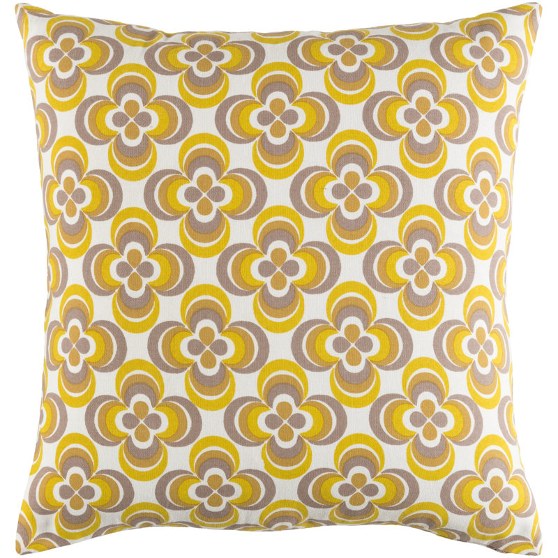 Housse de coussin en coton Trudy, Jaune / multicolore