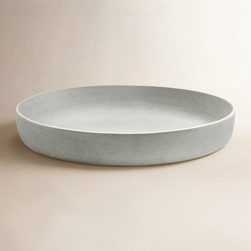 Moon Stoneware Modern & Contemporary Decorative Plate in Concrete, 3.35" H x 19.69" W x 19.69" D