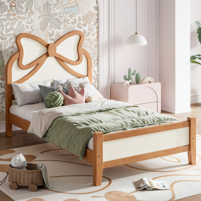 Lit plateforme simple en bois avec tête de lit Whimsy Kids, Naturel