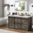 59" Double Bathroom Vanity With Sink, Faucet, Drain Assembly, Drawers, And Sliding Barn Doors
