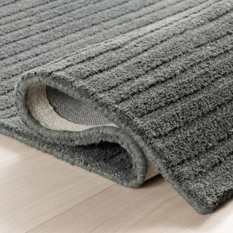Gray Handmade Wool Rectangular Area Rug, 4' x 6'