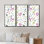 «Vibrant Colorful Spring Flowers», ensemble d'art mural sur toile encadré traditionnel de 3