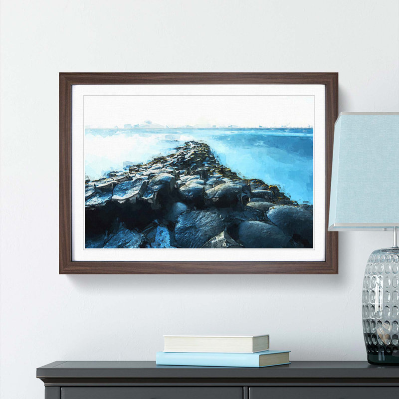 Giants Causeway in Bushmills in Abstract - Framed Print, 48cm H x 65cm W x 2cm D, Walnut Framed