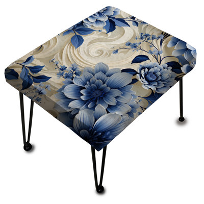 Repose-pieds romantique victorien bleu à motif de cobalt romantique IV