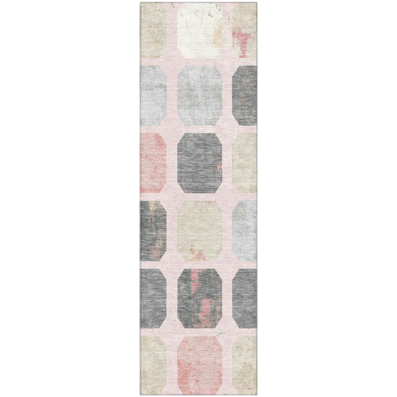 Premium Machine Washable Ralston AMF1950 Geometric Rug, Runner 2'3" x 7'6"