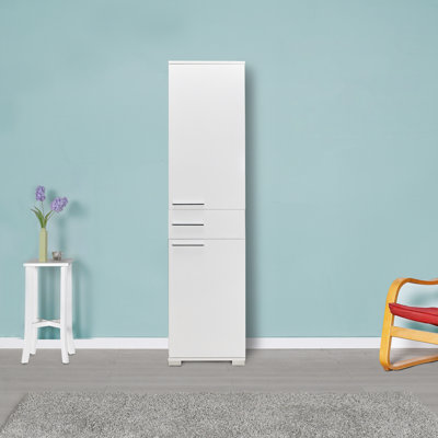 Armoire polyvalente moderne, blanche, 17,7 po x 73,6 po x 15,7 po | 100% panneau de particules enduit de mélamine, épaisseur: 0,6 pouce | Comprend 1 tiroir et plusieurs tablettes, conception murale | Idéal pour le rangement dans un bureau à domicile, un salon ou une chambre à coucher