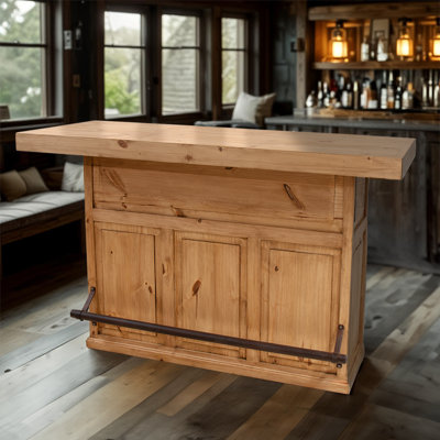 Solid Wood Bar with Iron Footrail by Millwood Pines