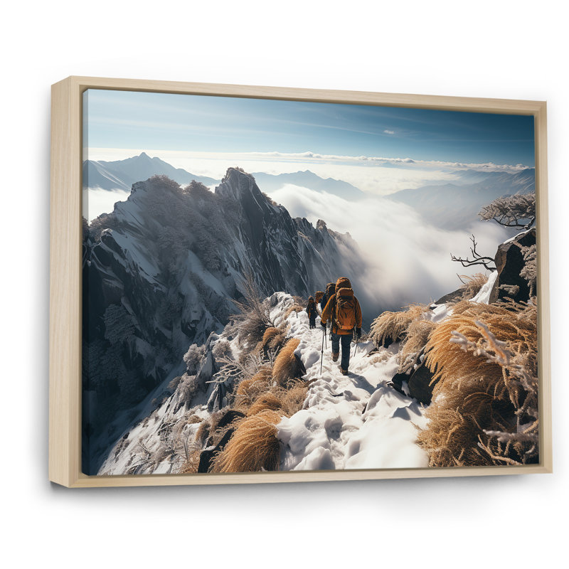 Hick Winter Mountain Track II - Randonnée, art mural, Cadre flottant brun, H 34 po x l 44 po x P 1,5 po