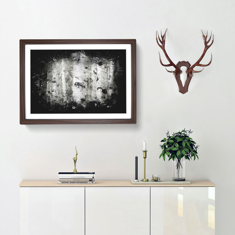 Silver Birch Tree Forest - Picture Frame Graphic Art Print, 62cm H x 87cm W x 2cm D, Walnut Framed