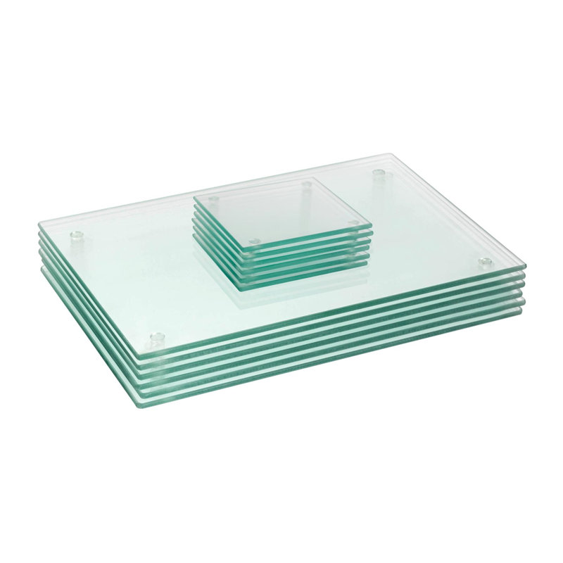 Harbour Housewares - 12pc Glass Placemats & Square Coasters Set - 30cm x 20cm, Clear