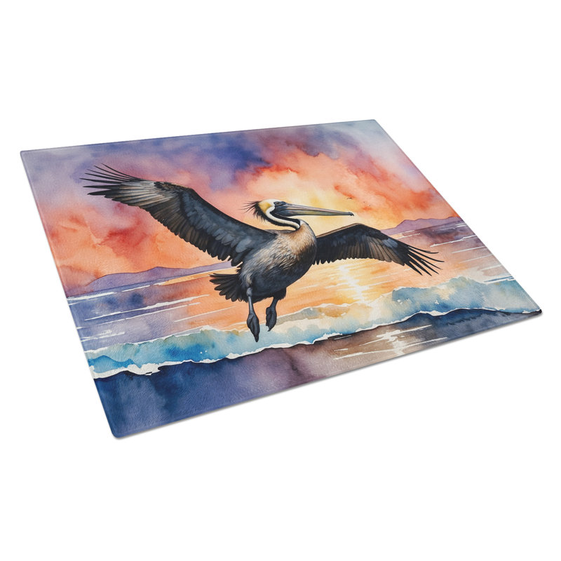 Pelican Fiery Sunset Glass Cutting Board