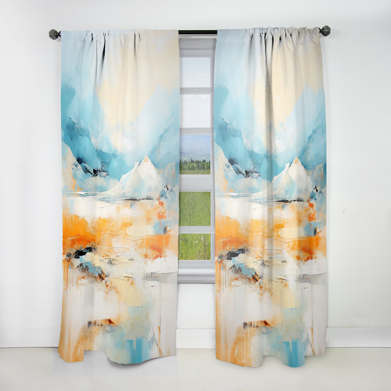 Catton Blue And Orange Mirage Of The Desert III - Modern Curtain - Velvet Room Darkening - 1 panel, 52" W x 84" L