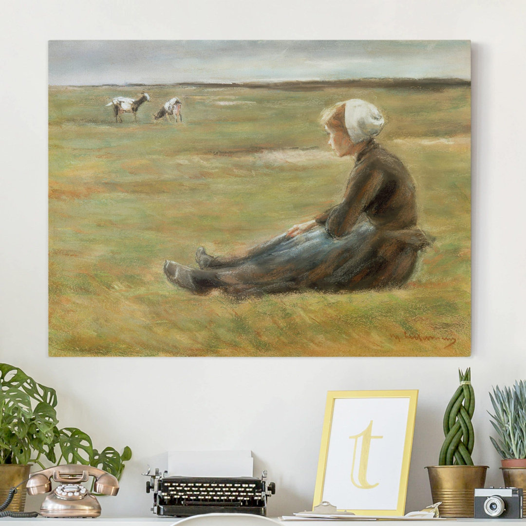 Leinwandbild Girl and Goat von Max Liebermann