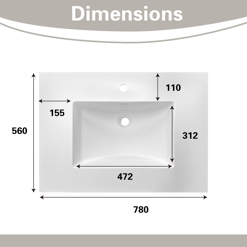 Bathroom Drawers Vanity Set 30" Sink Base with 31" Sink Top Combo, White