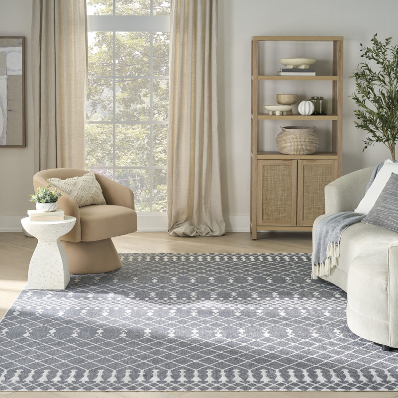 Dakota Fields Burrillville Machine Washable Denim Bohemian Indoor Rug, Rectangle 7'10" x 10'