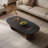 Japandi Oval Coffee Table with Walnut Inlay Slab Legs