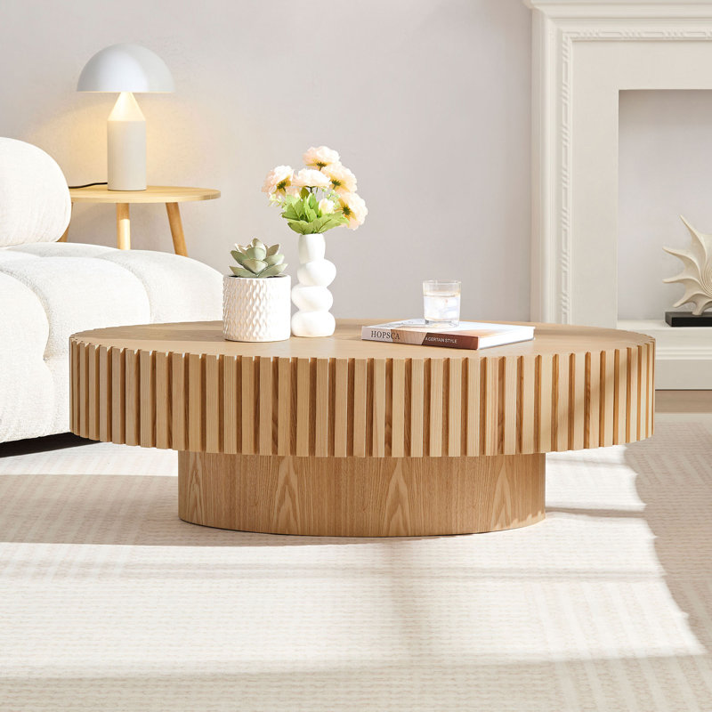 Tables basses modernes en MDF de frêne naturel, conception robuste pour le salon