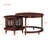 Vintage Round Nesting Coffee Table, Six Bamboo-Shaped Decorative Glass Doors, Retro Beaded Legs 31.5"
