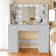 110cm Dressing Table With Power Outlet And Dryer Hook Modern Bulb Light Makeup Vanity
