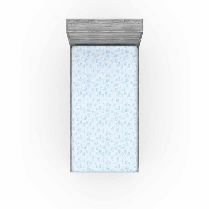 Drap-housse Ambesonne, Drap-housse simple TG, Bleu doux, bleu ciel foncé / floral