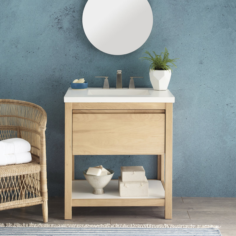 Base de meuble-lavabo simple 30 po Solace seulement, Chêne lever de soleil