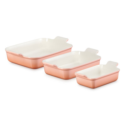 Le Creuset Heritage Set Of 3 Rectangular Dishes, Peche