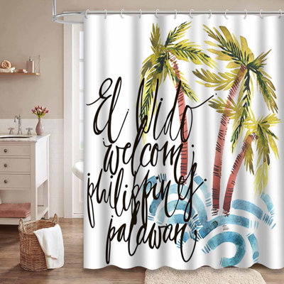 Vintage Watercolor Summer Palm Trees Lettering Tropical Fashion Shirt with 12 Hooks