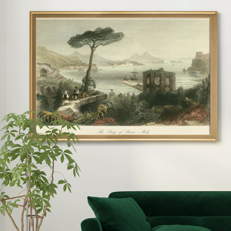 Baie de Baie, Italie - reproduction de cadre photo, H 22,5 po x l 30,5 po x P 1,5 po, Doré